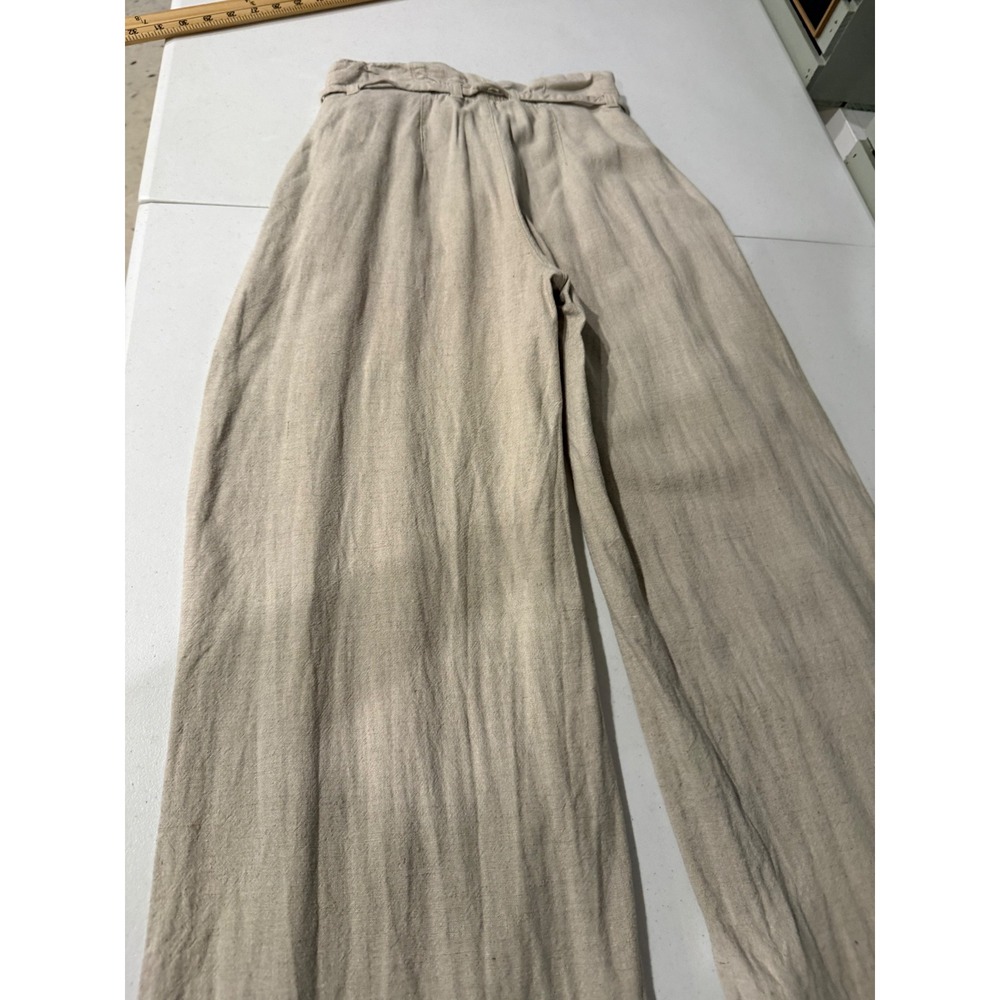 Abercrombie & Fitch Linen Blend Wide Leg Pants Beige High Rise XSL Long - Picture 15 of 16